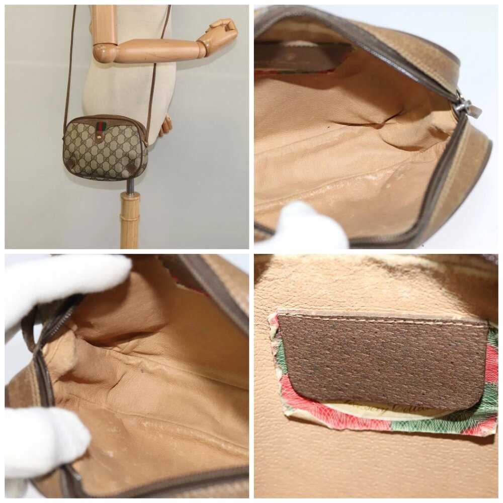 GUCCI GG Supreme Web Sherry Line Bag PVC Beige Gold - Picture 15 of 15